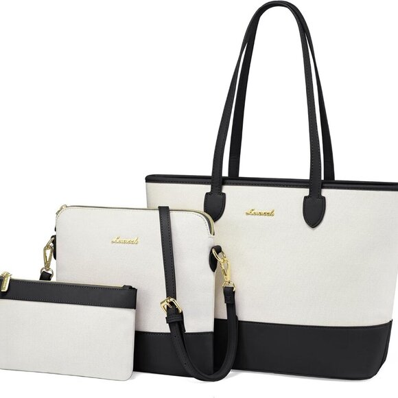 Purse and Wallet Set for Women Handbag 3Pcs Canvas Tote Satchel Purses Ladies Sh - Picture 1 of 7